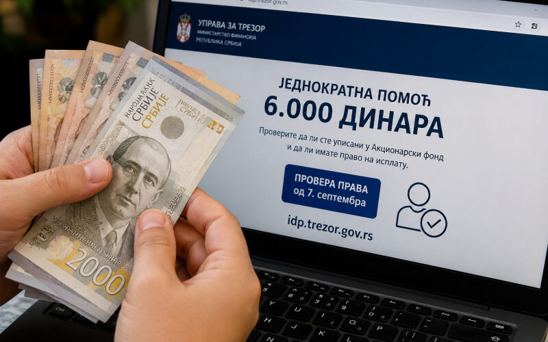 Šest hiljada dinara za građane: Provera i prijava počinju 7. septembra