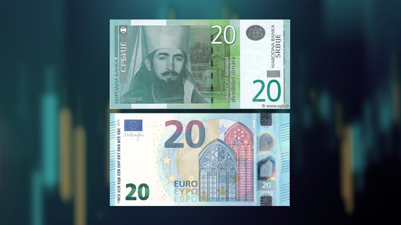 Srednji kurs dinara za evro 117,3838 dinara
