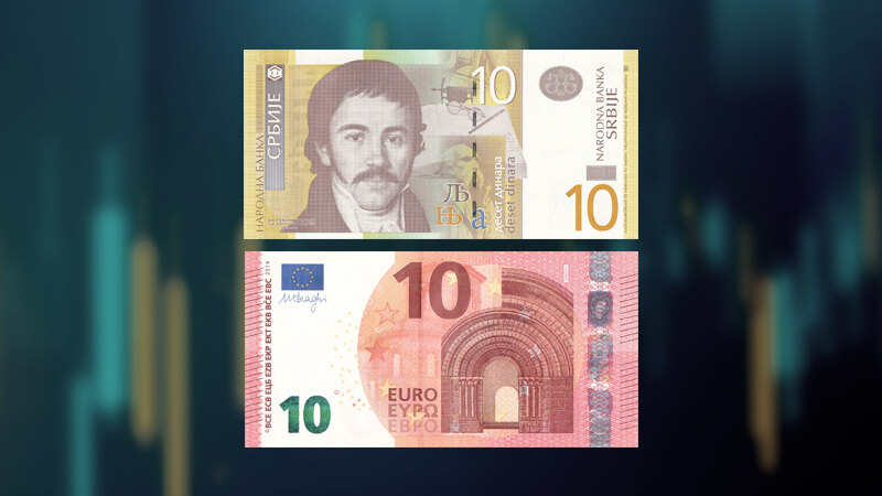 Srednji kurs dinara za evro 117,3865 dinara