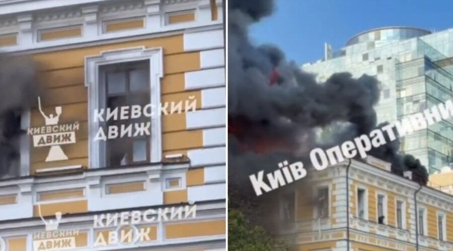 (Video) Ljudi bežeći od plamena iskakali kroz prozore! Stravičan napad ruskih dronova na kijevsku akademiju nauka Ima i pogunulih, među ranjenima i dete Crni dim prekrio sve!