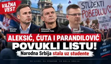 Aleksić, Ćuta i Parandilović povukli listu: Narodna Srbija stala uz studente! Narodna Srbija