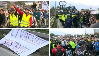 (BLOG) “Ustav na cilju”: Studenti biciklisti dočekani u Kragujevcu, bakljada pristalica SNS posle skupa