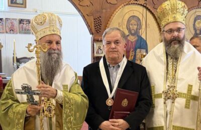 Patrijarh Porfirije služio liturgiju u manastiru Svetog Save u Melburnu