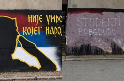 JEFTINA SNS PODVALA U NIŠU: Prekrečili mural posvećen Ratku Mladiću a onda preko njega napisali “Studenti pobeđuju!”