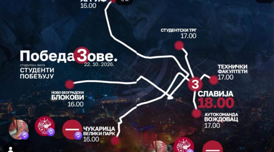 „Pobeda zove“: Objavljene rute i satnica dolaska studentskih kolona na završni skup na Slaviji | Srpska dijaspora